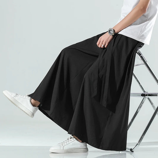 2021 Japanese Hakama Harajuku Kimono plus Size Casual Wide Pants Men Clothing Chinese Style Hanfu Tang Suit Men Clothing